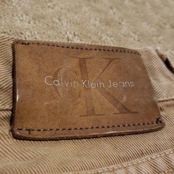 Vintage Calvin Klein Jeans Men's 38 Tan Made in USA Easy Fit Stonewash Denim 90s - Picture 5 of 14